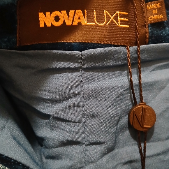 Elegant Velvet Teal Women's Pants - Picture 5 of 6